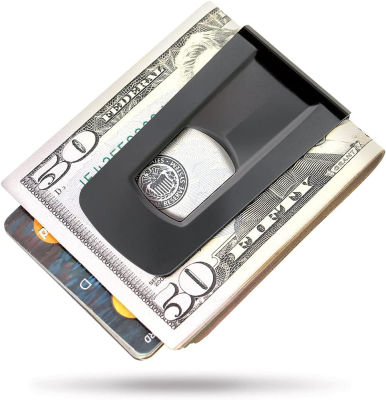 M-Clip The Tightwad Money Clip - Minimalist Slim Wallet for Men - Front Pocket Credit Card Holder - Metal Small Mens Wallets (Black)