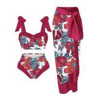 Lanswe Retro Two-Piece Swimwear Women Bikini Beach Dress Swimming Costume Wine Red Pomegranate Painting Style Summer Swimsuit Cups  Mugs Saucers