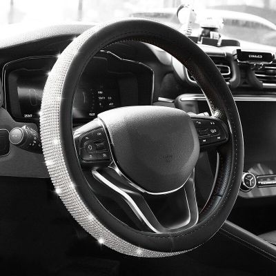 เคสพวงมาลัยรถยนต์คริสตัลพลอยเพชรส่องแสงเป็นประกายวิบวับแวววาว2022เคสหนัง PU อุปกรณ์ตกแต่งรถยนต์แต่งรถ