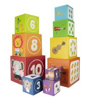 【CW】 JOCCA-stacking cubes Tower. blocks for babies. Set of square romecabies to learn colors fruits musical instruments numbers letters animals shapes or meteorology. Gift.