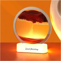 Flowing Sand Painting Table Lamp 3D Moving Dynamic Sand Art Picture Glass Sea Sandscape Bedside Quicksand Night LED Desk Light