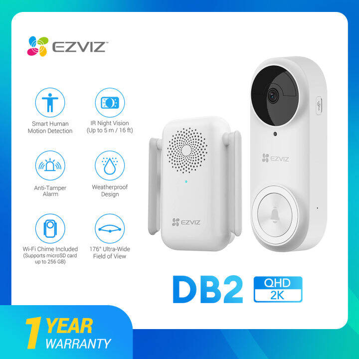 EZVIZ 2K Wireless Video Doorbell, BatteryPowered, 4Month Battery Life