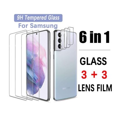 6IN 1เลนส์กล้องถ่ายรูปฟิล์มสำหรับ Samsung S22บวก A72 71 52 51 70 50จอ HD กระจกเทมเปอร์ A40 30 42 41 32 31 22 21 20