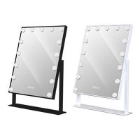 LED Live Mirror 15 Lights Standing Folding Vanity Mirror Compact Cosmetic Mirror with Touch Dimmer Switch