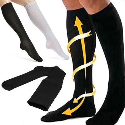 ：“{—— 1Pair Comfortable Below Knee Support Stockings Varicose Vein Circulation Leg Calf Compression Sock