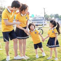 Family Matching Outfits Summer Mum Daughter T-shirt Dress Dad Son Cotton T-shirt Shorts Couple Outfit Student Uniforms