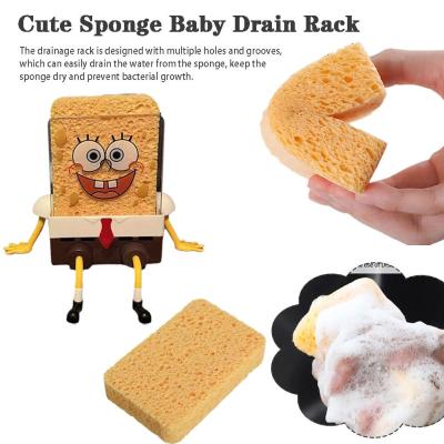 Cute SpongeBob Style Drain Rack Dishwashing Sponge Foaming Dish For Kitchen Decontamination Strong Cleaning P4Q9