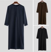 Abayas สำหรับผู้ชายเสื้อคลุมมุสลิมเสื้อผ้าอิสลามรอมฎอน Juba Kaftan Dishdash อาหรับเสื้อคลุม Thobe เสื้อยืดชุดเสื้อแขนยาว