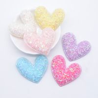 12Pcs 48*45mm Padded Bling Sequins Heart Applique for Clothes Hat Sewing Supplies DIY Headwear Hair Clips Band Accessories  Furniture Protectors  Repl