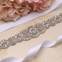 MissRDress 35.5inch Long Wedding Belt Silver Rhinestone Bridal Sash Pearls Bridal Dress Belt For Wedding Accessories JK893