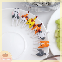 ? LECHU? 7pcs มินิสัตว์หยิบขนมเค้กขนมหวานอาหารผลไม้ Forks Bento Accessories