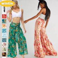 Wintin SpringSummer New Digital Womens Printed Wear Loose Casual Trousers Beach Wide-Leg Pants Lace-up Pants in Stock