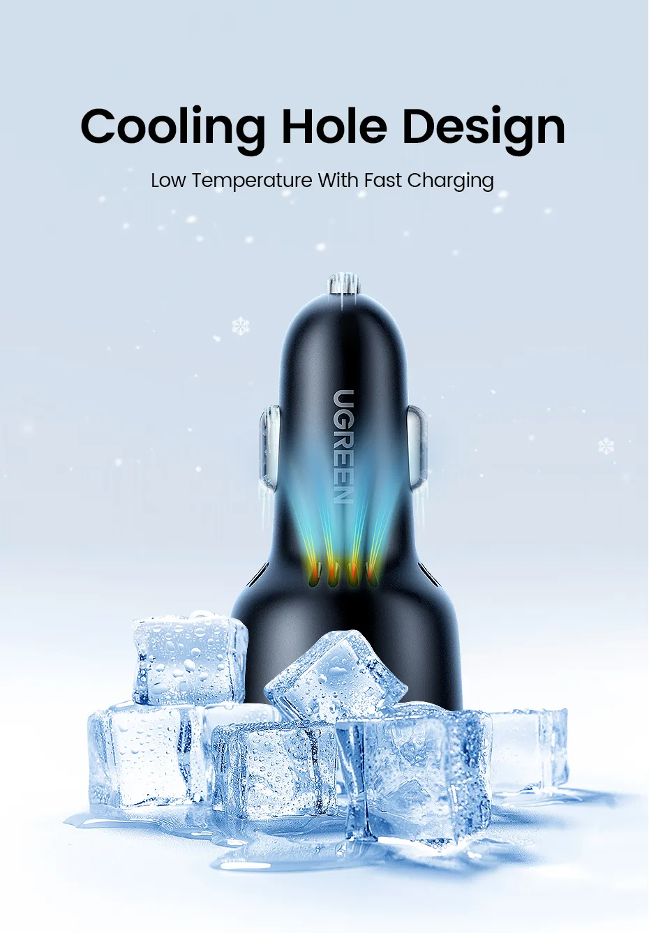 Bộ sạc ô tô Ugreen 3 cổng (2 Type-C + 1 Type-A) 69W CD239