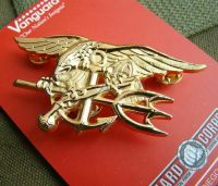 tomwang2012. MILITARY US NAVY SEAL EAGLE ANCHOR TRIDENT METAL BADGE INSIGNIA Golden