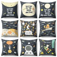 Super Soft Polyester Cushion Cover Space Astronaut Print Pillow Covers 45*45 Rocket Throw Pillows Cases Home Decor Pillowcase