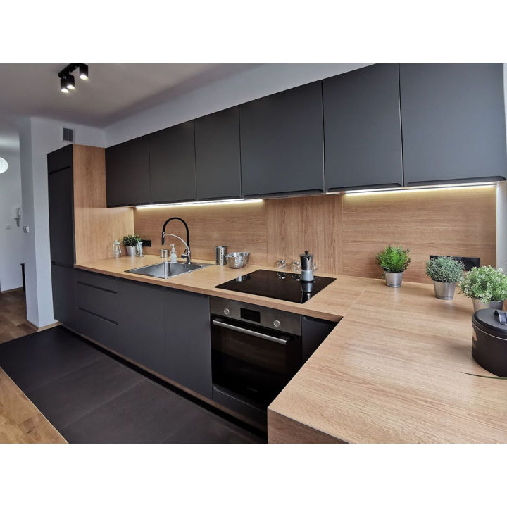 ที่กำหนดเอง-modular-เฟอร์นิเจอร์ห้องครัวไม้อัดตู้ครัวสีดำเคลือบตู้ครัวที่ทันสมัย