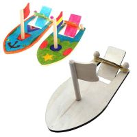 Mode Shop Wooden Sailboats Creative Painted White ls Childrens Coloring DIY Toy Boats Handmade Material Bags