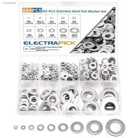 ☼ ELECTRAPICK 684pcs Flat Washers Stainless Steel Round Repair Washer Assortment Flat and Lock Gasket Kit 9 Sizes M2—M12