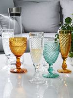 【CW】₪℗  2Pcs Europe Glass Carved Luxury Goblet Wine Cups Glasses Bar Hotel Drinking Wa