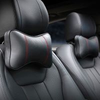 2PCS Breatheable Car Neck Pillows Pu Leather Head Neck Support Protector Universal Headrest Backrest Cushion Interior Accessries