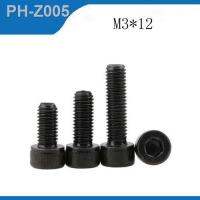 100pcs/Lot Metric Thread DIN912 M3x12 Black Grade 12.9 Alloy Steel Hex Socket Head Cap Screw Boltsstainless boltsnails