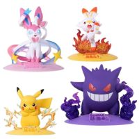 Genuínos Brinquedos Pokémon Pikachu Gengar Figuras Sylveon Modelo Anime Kawaii Presente De Brinquedo 10ซม.