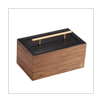 Wood Storage Box Rectangle Storage Box Multifunctional Ornament Storage Box Multilayer Wooden Box Black Walnut with Lock