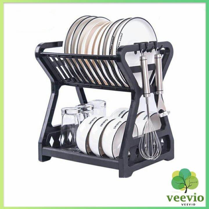 ชั้นวางจานอเนกประสงค์-ชั้นวางจาน-พลาสติก-ย้ายง่าย-drain-bowl-rack-สปอตสินค้า-veevio