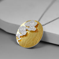 Lotus Fun Real 925 Sterling Silver Fine Jewelry Creative Design Oriental Element Vintage Cloud Round Pendant without Necklace