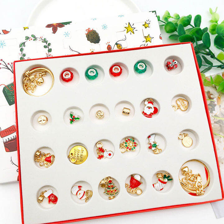 abl-christmas-สร้อยข้อมือลูกปัด-diy-ตกแต่งมือชุดกล่องระฆังซานต้าของขวัญกำไลคริสต์มาส