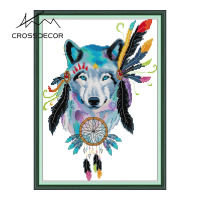 Crossdecor Cross Stitch ออกแบบใหม่สัตว์รูปแบบ Aida 14CT 11CT ผ้า Handmade ปักชุดพร้อมวัสดุสำหรับผู้เริ่มต้นตกแต่งสำหรับ Sala Wall - Indy Wolf