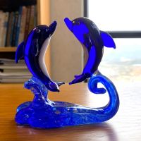 Crystal Dolphin Figurine Glass Hand Blown Sea Animal Sculpture Fish Tank Ornament Home Table Decor Christmas Day Kid Gift