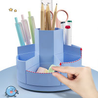 Pencil Holder Rotatable Organizer Desk Pen Holder Key Pencil Makeup Storage Box Plastic Pen Case Holder School Office Stationery