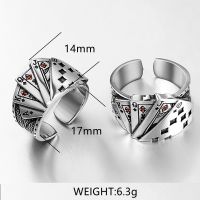 Vintage Punk Straight Flush Poker Opening Ring Exaggerated Playing Card Finger Ring for Men Fashion Party Jewelry Drop Shipping