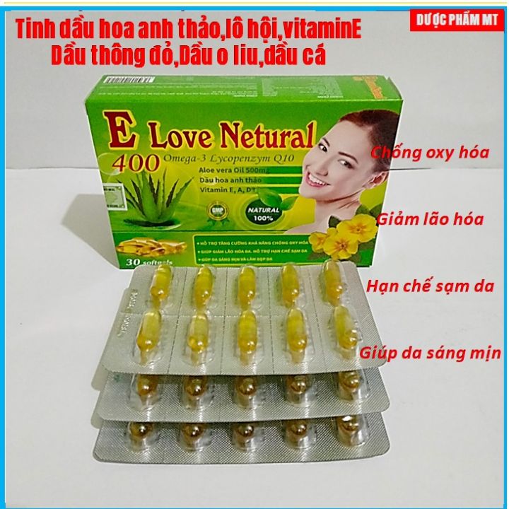 Viên Uống Vitamin E Love Netural Tinh Dầu Hoa Anh Thảo, Lô Hội ...