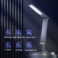 Black Foldable Led Desk Lamp Portable Usb Rechargeable Study Table Lamp Touch Dimming Reading Book Night Light for Office Work