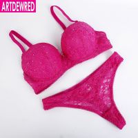 【CC】▣☸◇  Shipping Womens Bra ThongSexy B C Cup Set Push UpPanty And Seamless Sets Of