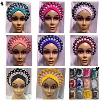 【YF】 Wholesale Order 1 Dozen Newest Elegant Turban Hats Women Cap Beaded For India Hat Head Wrap Headband Girl Hair Accessories Lady