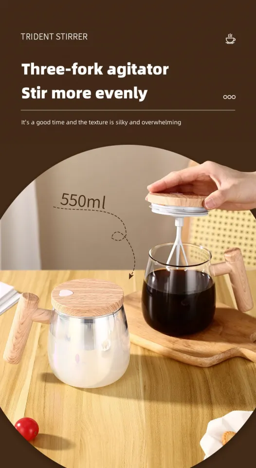 400ml Electric High-Speed Mixing Cup Automatic Mixing Coffee Cup Glass  Mixing Utensil Portable Handheld Electric Fast Mixer