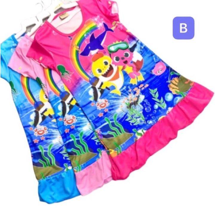 Baby Shark Dress Cartoons Jersey Gown Baju Budak Lazada
