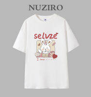 NUZIRO เสื้อยืดแขนสั้นลายกระต่ายสไตล์เกาหลีแบรนด์อินเทรนด์สำหรับผู้หญิง