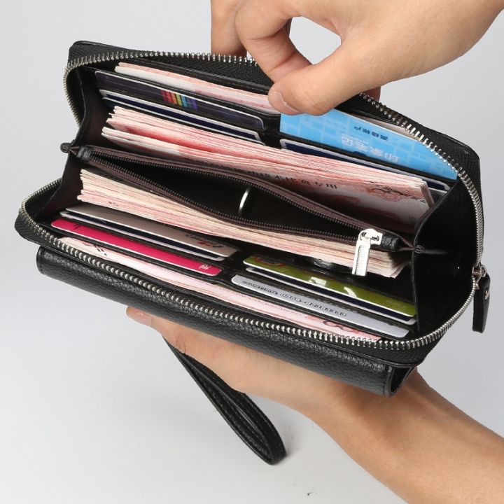 กระเป๋าสตางค์ผู้ชายใส่บัตรมีซิปยาวขนาดใหญ่สำหรับผู้ชายกระเป๋าสตางค์ผู้ชายกระเป๋ากระเป๋าสตางค์โทรศัพท์กระเป๋าใส่ปาร์ตี้กระเป๋าวาลเล็ต-brieftasche-portemonee