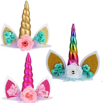 Unicorn Cake Topper Unicorn Party Unicorn Birthday Unicorn Horn Cake Topper  Rainbow Cake Topper 