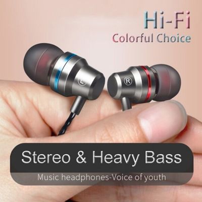 หูฟังมีสายหูฟังอินเอียร์โลหะแบบมืออาชีพหนัก3.5มม.,ชุดหูฟังสำหรับ iPhone ดนตรีคุณภาพเสียงเบสหนัก Xiaomi