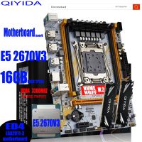 เมนบอร์ด + CPU + เมนบอร์ดแรม + CPU + ชุดชุดเมนบอร์ด X99 QIYIDA พร้อม Intel LGA2011-3 E5 Xeon 2670 CPU V3 (2*8GB) 16GB 3200MHZ หน่วยความจำสำหรับเดสก์ท็อป DDR4 M-ATX M.2 NVME