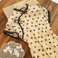 【CW】Oversized Summer French Improved Cheongsam Womens Clothing 2022 Girl Chinese Style R Dress Qipao Modern Clothes