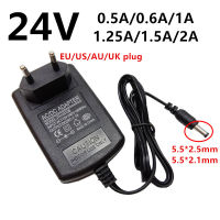 24 V 24โวลต์ Universal Power Supply Adapter AC DC 24 V 0.5A 500mA 0.6A 600mA 1A 1250mA 1.5A 2A อะแดปเตอร์ Switching 5.5*2.5มม.