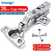 1x Small Hinges Soft Close Thin Door Concealed Hinge Damping Mute Furniture Hardware Display Cabinet 26mm Cup Diameter Steel