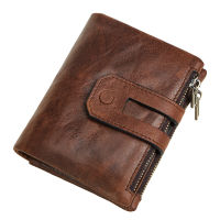 JOGUJOS New Genuine Leather Men Women Wallet Hasp Double Zipper Luxury Short Coin Purse Credit Card Holder Unisex Rfid Wallets