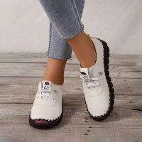 2023 New Women Sneakers Vintage Breathable Flat Shoes Platform Loafers Lace Up Leather Slip-On New Fashion Casual Mom Shoe